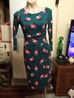 Boden Dress Long Sleeves Green Coral Pink Print  Size 8r