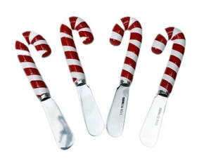 4 Zuckerstange Käse & Butter Streuer Messer Weihnachten Tisch Porzellan Edelstahl - Bild 1 von 4
