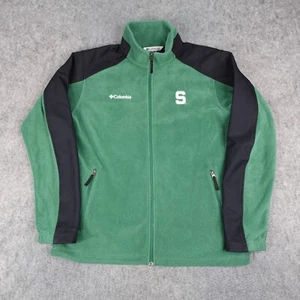 Michigan State Spartans Jacket Mens Large Green Black Columbia Fleece Coat MSU - Picture 1 of 14