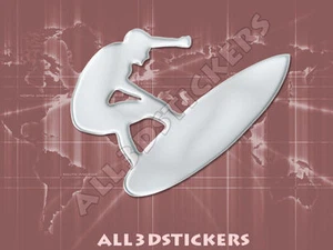 Autocollant Résine 3D Relief Surfer - Couleur Chrome 110x85 mm. - Imagen 1 de 1