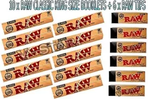 RAW RIZLA Classic King Size Slim 110MM Rolling Paper with 6 x Roach Filter Tips - Picture 1 of 3