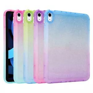 New Glitter Clear Gradient Bicolor Soft TPU Shockproof Case Cover For Apple iPad - Picture 1 of 35