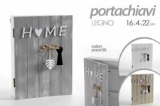 Armadietto Portachiavi da parete in legno 16 x 4 x 22 cm 2 Colori