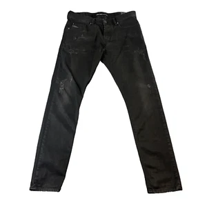 Pantalones de mezclilla Diesel Tepphar para hombre 31 30 calce ajustados desgastados negros 0671E elásticos - Imagen 1 de 13