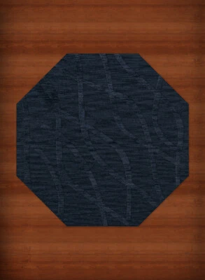 Blue Swirls Waves Lines Stripes Transitional Area Rug Abstract DV10 - Image 1 of 2