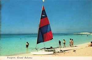 Hermosa escena de playa de colección postal Freeport, Gran Bahama - Imagen 1 de 2