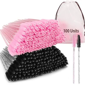 300 Pcs Disposable Mascara Wands, Crystal Eyelash Brush Eyebrow Spoolies for ... - Picture 1 of 7