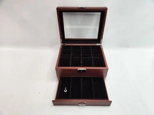 Lusso 8 Slot Fatto a Mano Orologio Scatola Organizzatore Vetrina Marrone Nuovo - Foto 1 di 11