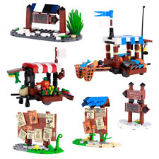 MOC Medieval Lives Shops Signs Food Stall Model Building Blocks Set Bricks Toys