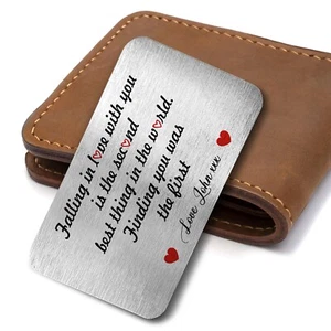 Personalised Falling In Love With You Metal Card Keepsake Wallet Insert Gift - Picture 1 of 1