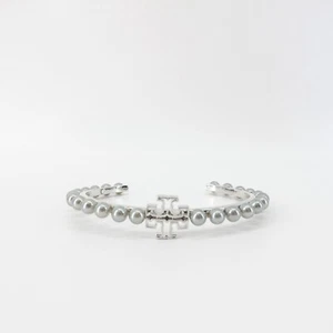 Brazalete Brazalete Tory Burch Logo Perla Plateado OS - Imagen 1 de 12