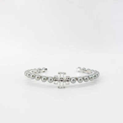 Brazalete Brazalete Tory Burch Logo Perla Plateado OS Foto 1 de 4