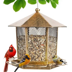 Wild Bird Feeder Bird Feeder for Outdoors Heavy Duty Metal Hexagonal Gazebo W... - Picture 1 of 9