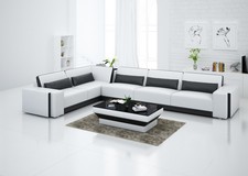 Ledersofa Couch Wohnlandschaft Ecksofa Eck Garnitur Design Modern Sofa USB 8090B