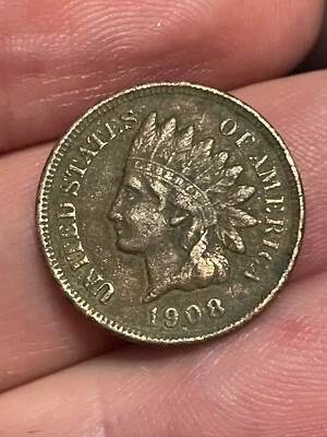 1908 年 P 版印度头美分美分,费城,VF/XF 细节,自由表演 — 第 1/4 张图片