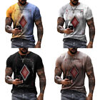 Moda Męski T-shirt Topy Krótkie Lato Casual Okrągły dekolt Rękaw Nadrukowane mięśnie