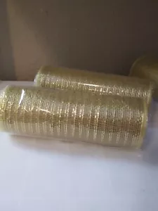 (3) ROLLS OF GOLD/METALLIC POLY MESH DECO RIBBON FOR WREATH MAKING 8" X 20FT. - Picture 1 of 5