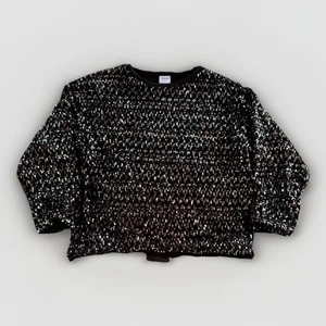 ZARA KINDER MÄDCHEN LANGARM GEFÜTTERT SILBER PAILLETTEN PULLOVER OBERTEIL GRÖSSE 11-12 schwarz - Bild 1 von 5