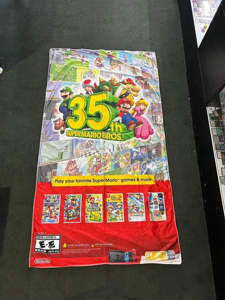 Super Mario Brothers 35th Anniversary GameStop Advertisement Banner 84x48” - Изображение 1 из 1
