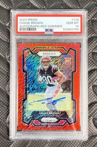 2023 Chase Brown Prizm Rookie Autographs Red Shimmer /35 PSA 10 RC Bengals SSP - Picture 1 of 2