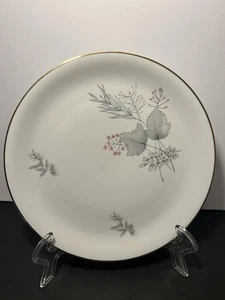 EIN BAVARIA 65 WINTERLING SPEISETELLER 10 1/8" ROSA BLUMEN GRAUE BLÄTTER GERMANY - Bild 1 von 3