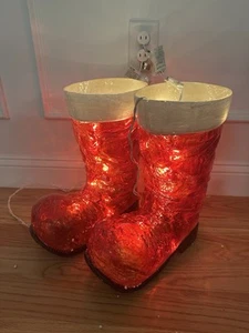 Grandin Road Illuminated Santa Boots Christmas Indoor Outdoor Decoration - Picture 1 of 20
