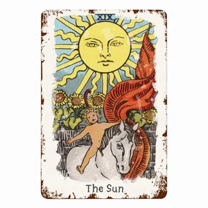 Tin Sign Of The Sun Tarot Card • Major Arcana Waite Cards Vintage Metal Print - Picture 1 of 6