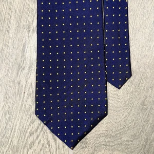Corbata de cuello de seda para hombre Lauren Ralph Lauren azul marino con lunares azules hecha en EE. UU. - Imagen 1 de 7