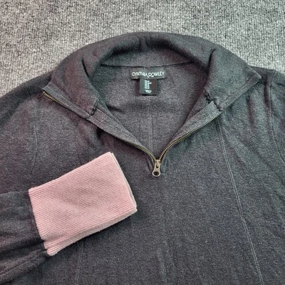 Vestido Suéter Cynthia Rowley Para Mujer Gris Medio Media Cremallera Borde Rosa Foto 1 de 4