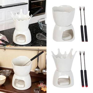 Chocolate Fondue Pot Cooking Butter Warmer Tea Light Porcelain Melting Pot - Picture 1 of 16