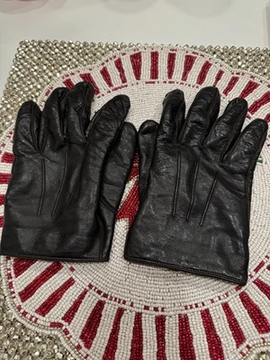 Guantes Coach Piel de Oveja Cuero Marrón Cachemira Lana Forrados Medianos Cálidos Foto 1 de 4