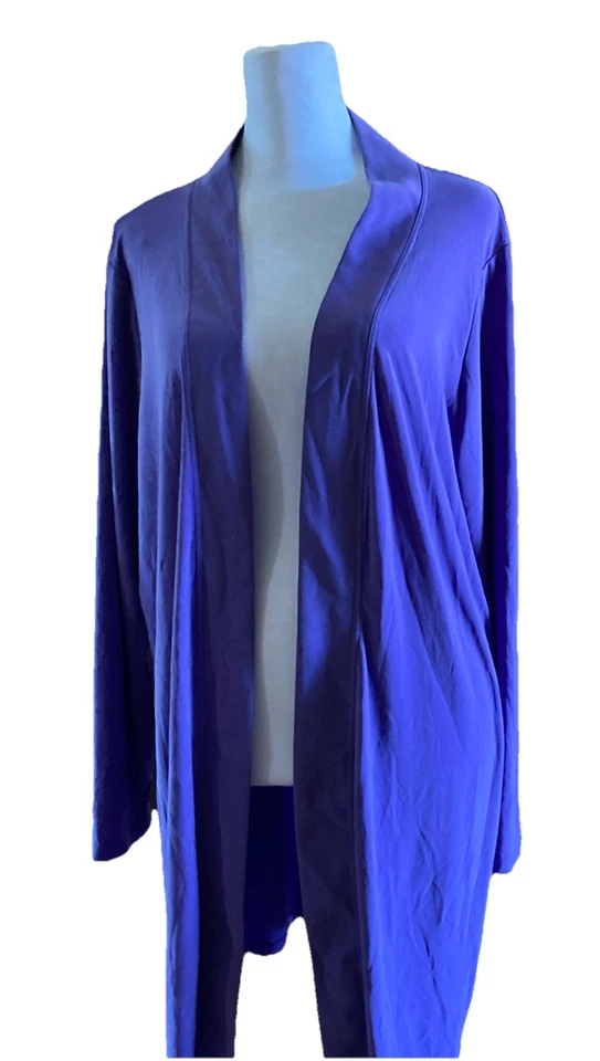 Cárdigan abierto Topper Effortless Style by citiknits para mujer azul talla grande 1X Foto 1 de 4