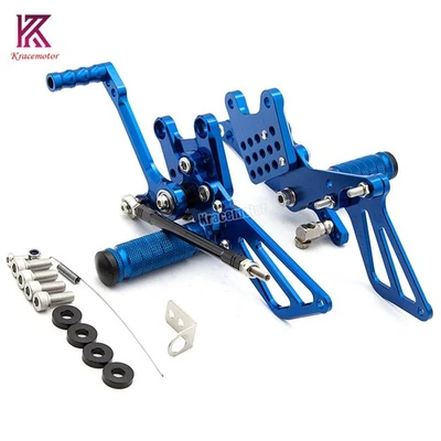 CNC Foot Pegs Rearset Pedals For SUZUKI GSXR1000 2000 2001 2002 2003 2004 Blue - Imagem 1 de 4