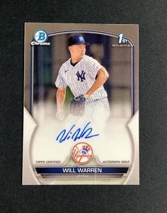 2023 Bowman Chrome Prospect Auto Will Warren #CPA-WW Auto Yankees - Picture 1 of 3