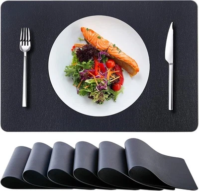 Faux Leather Placemat Set of 6, Heat Resistant Waterproof Kitchen Table Place Ma - Image 1 of 4