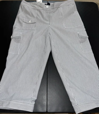 Pantalones capri para mujer Izod a rayas de ferrocarril talla 12 nuevos con etiquetas negros blancos náuticos informales Foto 1 de 4