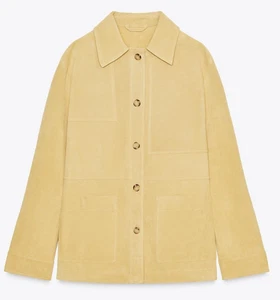 ZARA WOMAN LAPEL COLLAR 100% SUEDE LEATHER JACKET 4341/744/713 NEW - Picture 1 of 4