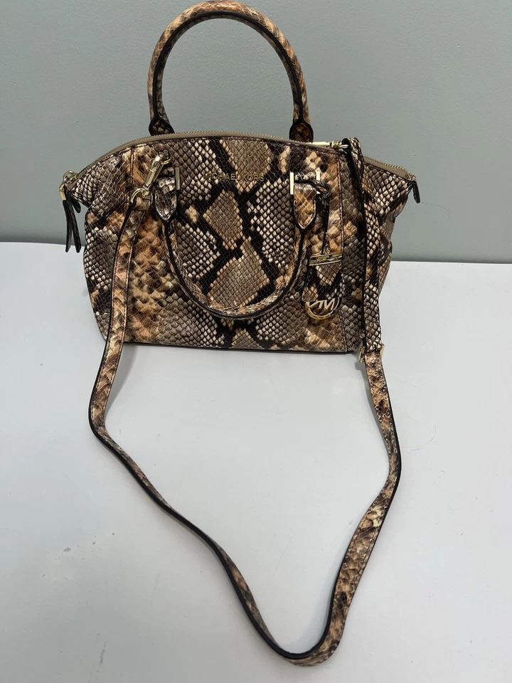 Bandolera Michael Kors Beige Pitón Cuero Repujado Foto 1 de 4