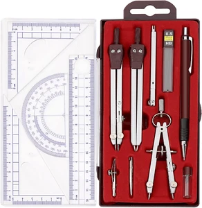 Compass Geometry Tool, 13PCS Compass and Protractors Set Math Geometry Drawing T - Picture 1 of 12