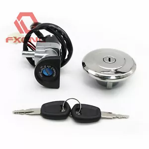 FXCNC Motorcycle Ignition Switch& Gas Fuel Cap Cover+2Keys For GX750/500 4wires - Picture 1 of 9