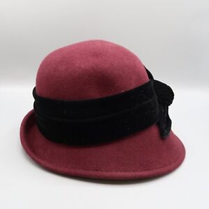 Scala Collezione Women’s One Size Gray Red Wool Felt Hat Flapper Style