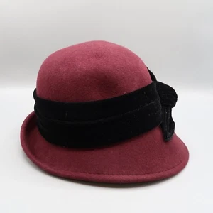 Scala Collezione Women’s One Size Gray Red Wool Felt Hat Flapper Style - Picture 1 of 7