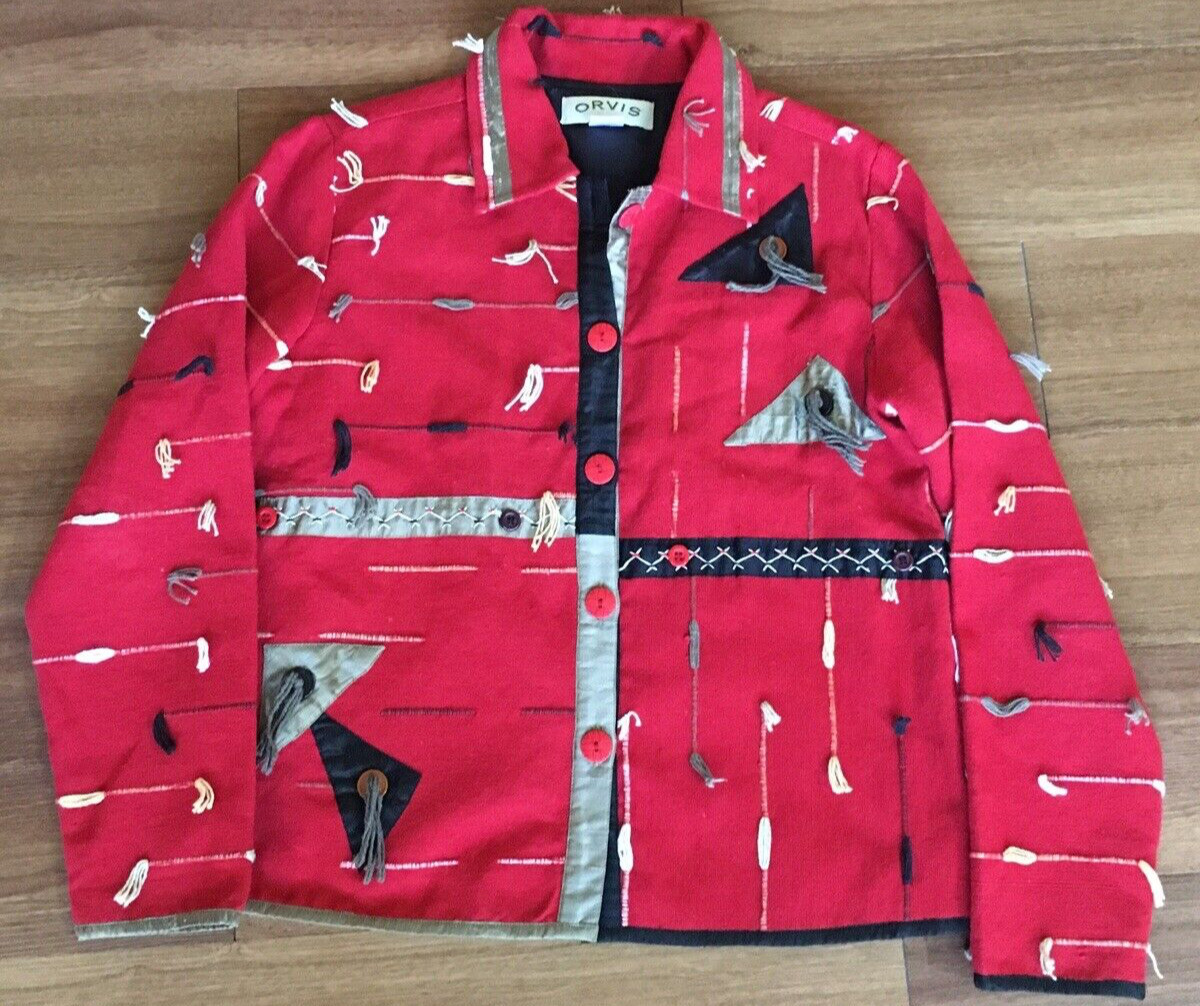 Orvis Jacket Womens Small Red Tribal 