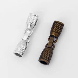 3Sets Antique Silver/Bronze End Caps Bracelet Snap Clasp Fit 6mm Round Leather - Picture 1 of 7
