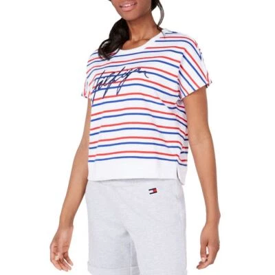 Camiseta TOMMY Hilfiger nova feminina bordada logotipo French Terry TEDO - Imagem 1 de 2