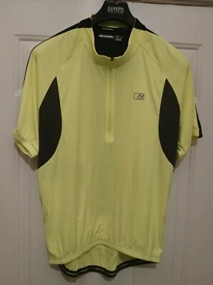 NISHIKI MEN'S BLACK & NEON GREEN POLYESTER SHORT SLV CYCLING JERSEY SIZE XL NWOT - Image 1 of 4