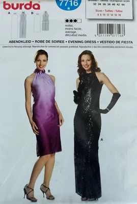 7716 PATRON BURDA CREATIONS ROBE DE SOIREE CEREMONIE CHIC    34 au 46 - Photo 1/2