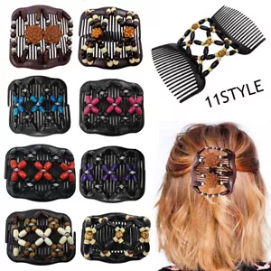 Hair Accessories Double Row Comb Hairpin Adjustable Elastic Ponytail Bun Maker - Picture 1 of 22
