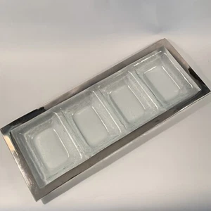 Annieglass Roman Antique Platinum 4-Section Tray 18" x 7" Second EUC - Picture 1 of 6