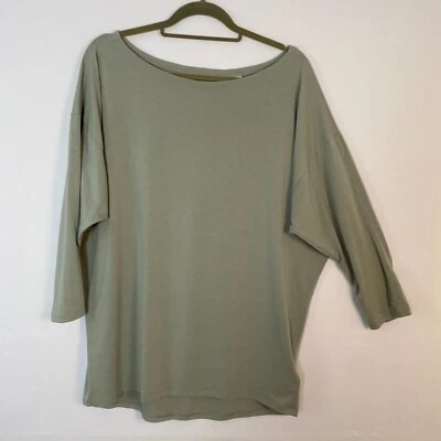 Top Athleta Talla L/T Cuello Redondo Verde Hombro Caído Fluido Informal Salón Foto 1 de 4
